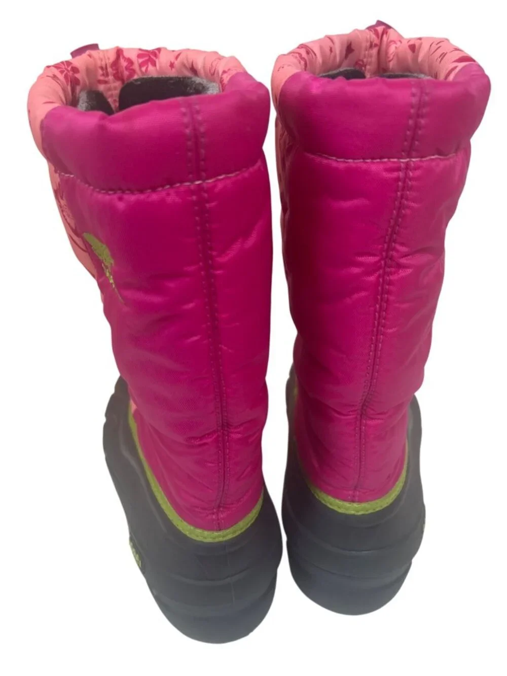 Sorel Winter Boots Sz 7 Pink Floral Waterproof Insulated Cold Weather Adjustable